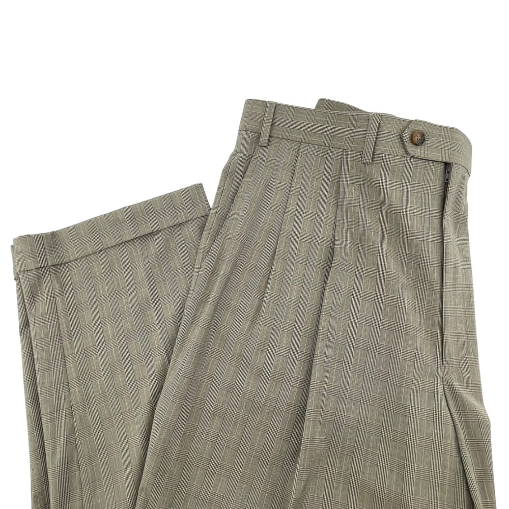 Ralph Lauren Mens Brown Glen Plaid Pleated Cuffed Dress Pants 38W x 34L